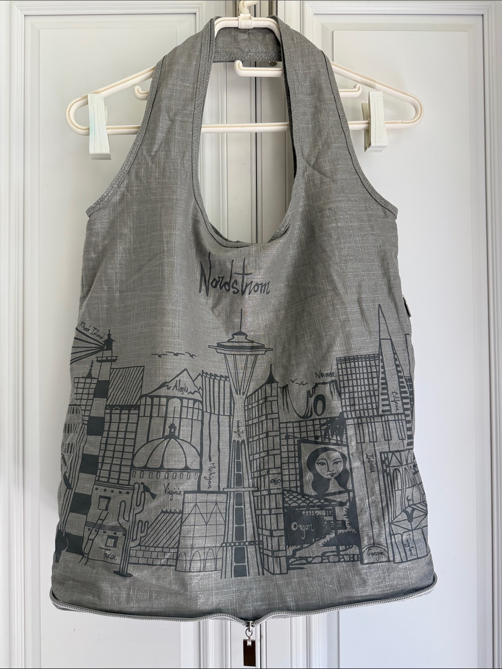 Nordstrom Gray Cityscape Print Reusable Tote